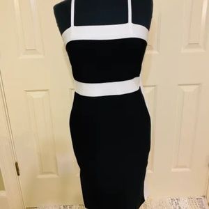 Onyx Halter Dress W/ White Trim